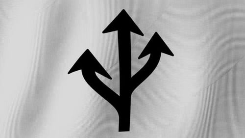 Triple Arrow Icon Wave White Background Loop