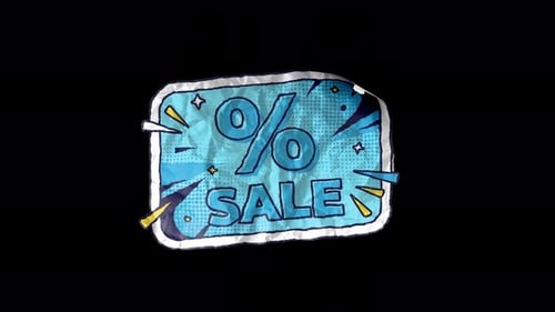 Animated Retro Comic Style Percent Sale Sticker Tag