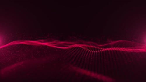 Red Digital Fractal Light Wave Technology Background