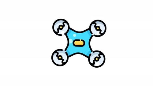 Blue drone with four propellers icon animation design