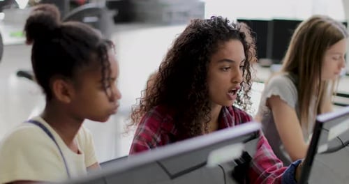 Students in a computer science class