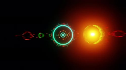 Movement with speed of light in space with colorful lens flare vj loop 3d render. Design element