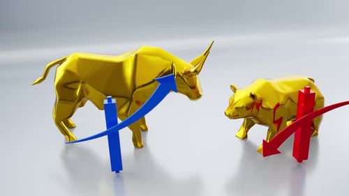 Golden Bullish Bearish Financial Battle Candlesticks