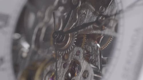 Arbeitsmechanismus der Taschenuhr. - Makro