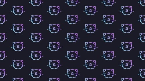 Cat Head Dark Blue Animated Loop Background 4K