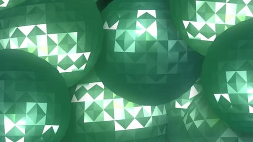 Sparkling Green Geometric Spheres Looping Abstract Background