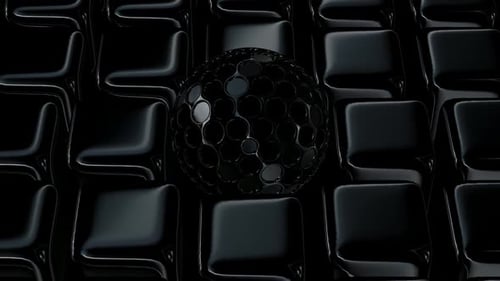 Dark Abstract Sphere with Moving Cubes Background