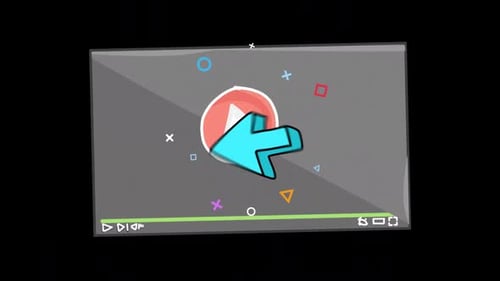 Pantalla de reproductor de vídeo en línea de dibujos animados en Alpha Channel