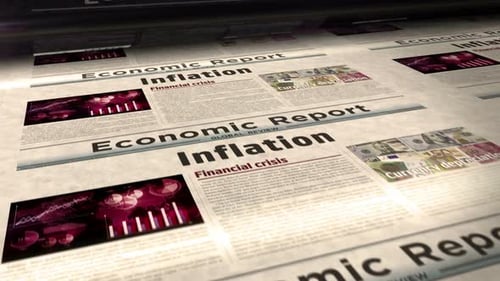 Economic Report and Inflation Newspaper Printing Press Animation