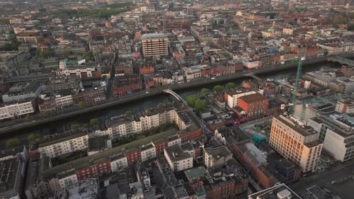 Cinematic Drone Footage flying over River Liffey - Co.Dublin - Ireland D_46