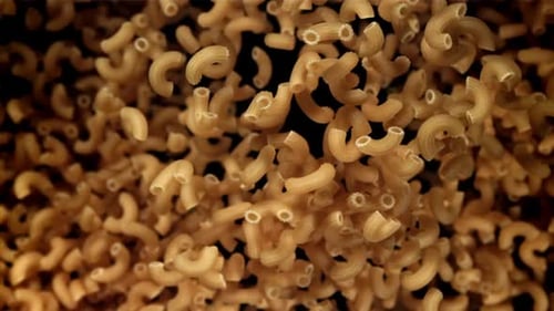 The Dry Pasta Flies Up and Falls Down Filmed on a Highspeed Camera at 1000 Fps