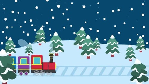 Winter Snow Train Animation
