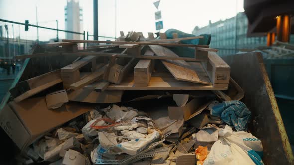 Dumpster Filled with Wood and Trash Potential Building Material ...