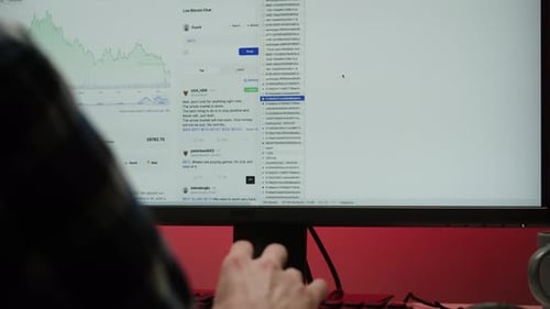 Person at Computer Working with Crypto Technology