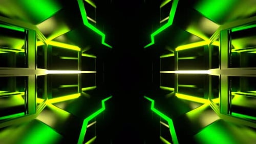 Green Neon Mirrored Sci Fi Corridor Background Vj Loop In 4K