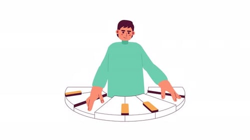 Musician pianist keyboard 2D animation