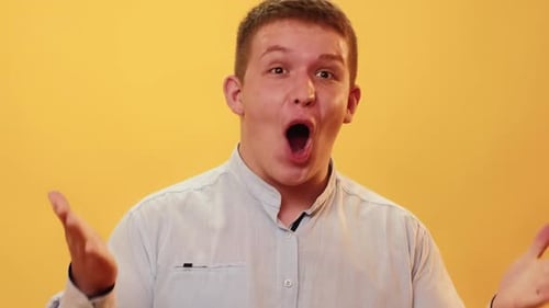 Man Expressing Range of Extreme Emotions Close Up