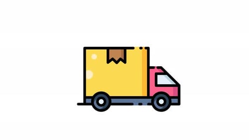 Truck with a box in the back icon animation video