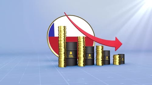 Chile Oil Revenue Decline With Red Arrow