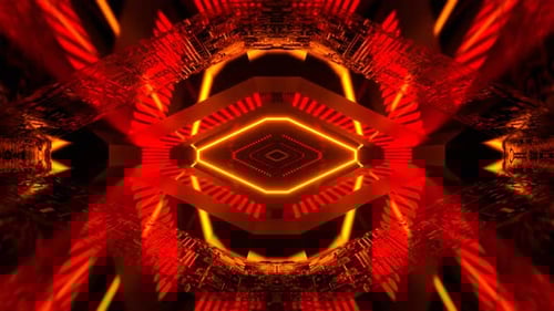 Orange And Red Neon Infinite Sci Fi Techno Channel Background VJ Loop In 4K