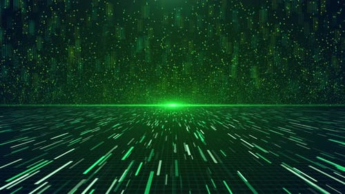 Tiefer abstrakter Bühnenhintergrund, der in den digitalen technologischen Tunnel fliegt, digitaler 3D-Big-Data-Tunnel