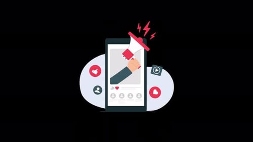 Animated Megaphone on Social Media Feed for Marketing