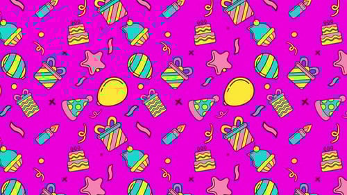 Looping Flat Design Birthday Party Pattern Background