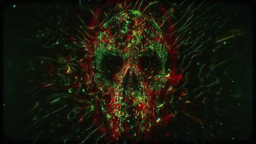 Animated Glitch Skull Loop Background