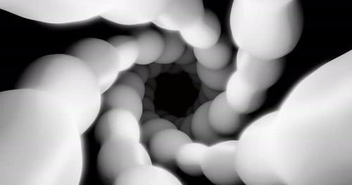 Abstract Tunnel of Glowing White Spheres Motion Background Loop