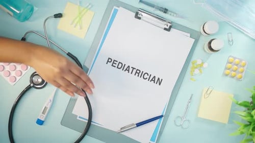 Pediatrician's Desk With Medical Supplies