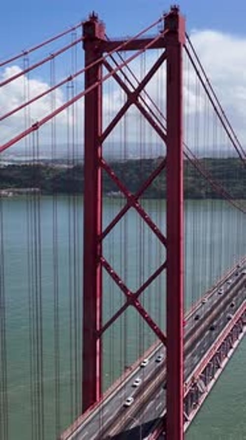 25 Of April Bridge At Lisbon In Lisbon District Portugal.