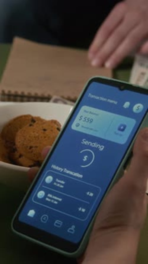 Vertical of Managing Budget and Sending Money with Mobile Banking App