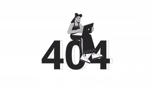 Animated Flat Design 404 Error Page with Laptop User