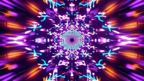 Neon Psychedelic Kaleidoscope Tunnel Motion Graphics
