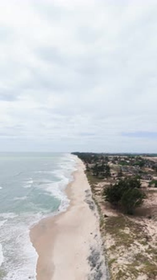 Aerial View Of The Beautiful Coastline With Long Sandy Beaches.