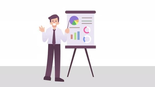 Businessman giving a presentation on a whiteboard Man working at The Office Animation