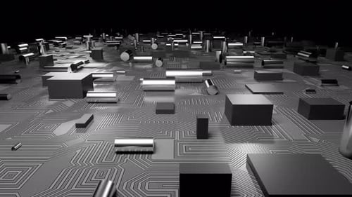 Seamless Loop Futuristic HighTech Concept Visualization Motherboard CPU Processor Microchip