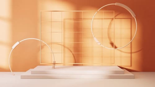 Empty room with geometry shapes