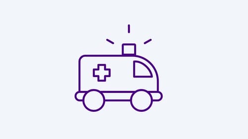Animated Minimalist Ambulance Icon with Pulsing Lights
