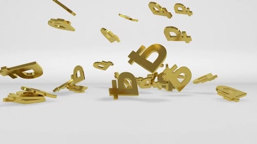 Golden Ruble Currency Symbol Falling