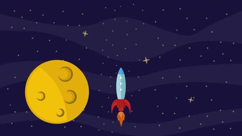 rocket space flight galaxy 2d animation video for astronomy idea