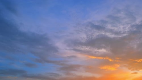 Sunset sky with clouds in timelapse video