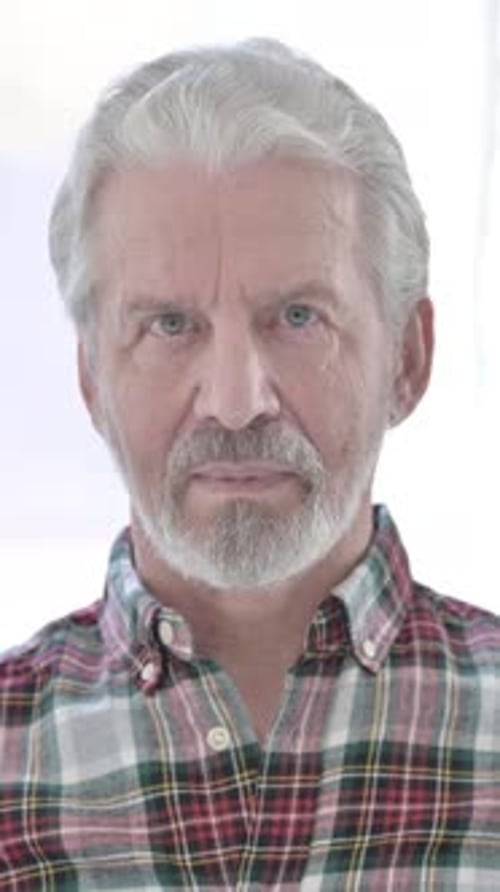 Senior Man Portrait with Plaid Shirt