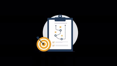 Flat Design Business Strategy and Goal Achievement