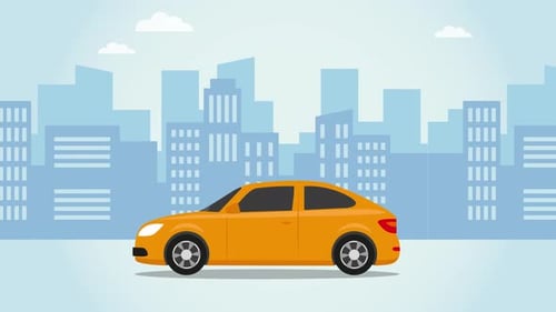 Autoanimation vor einer Stadt 4K