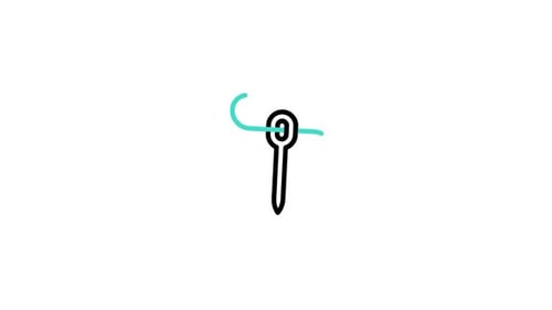 Animated Flat Design Needle and Thread Icon
