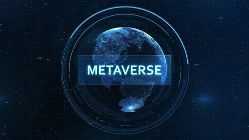 Metaverse Concept: Futuristic Globe with Grid, Binary Code, and Digital Animation