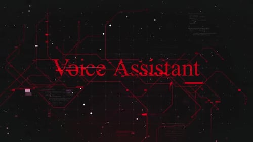 Voice Assistant Text Over Futuristic Cyberspace Background