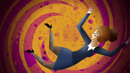 desperate office woman falling into an endless vortex