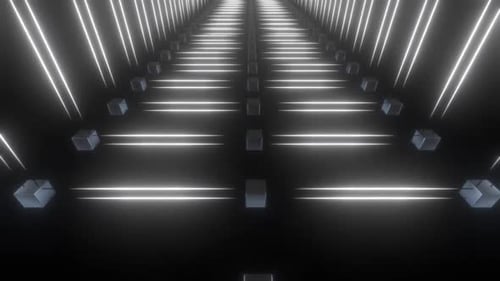 Динамичный футуристический туннель со светящимися неоновыми огнями